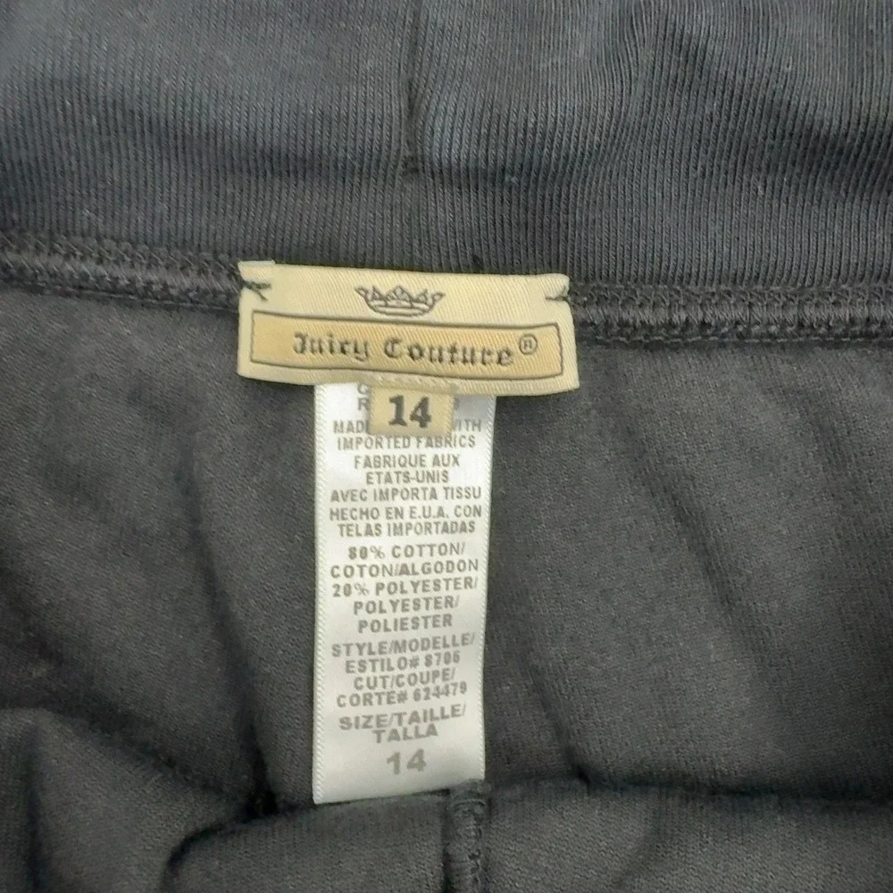 Juicy Couture Pants Girls 14 Black Cotton Blend Velour Wide Leg Y2K Loungewear